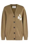 Isabel Marant Étoile Khaki V-neck Cardigan With Logo Detail In Neutral