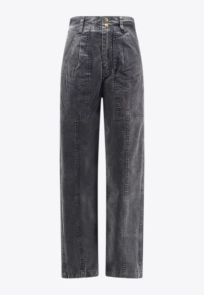 Isabel Marant Étoile Kiana Washed Denim Pants In Black