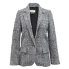 Isabel Marant Étoile Kice Single-breasted Tweed Blazer In Blue-grey Wool In Black