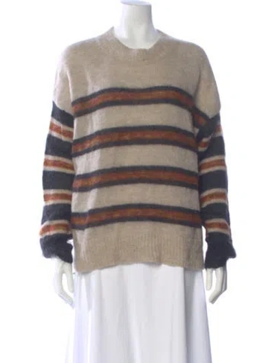 Pre-owned Isabel Marant Étoile Kid Mohair Striped Sweater In Neutral