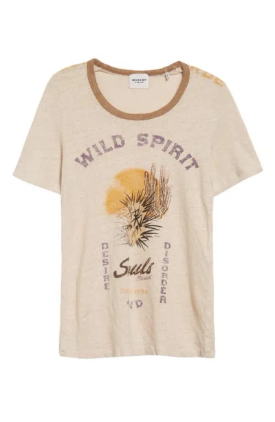 Isabel Marant Étoile Kiliann Linen Graphic T-shirt In Ecru/sand
