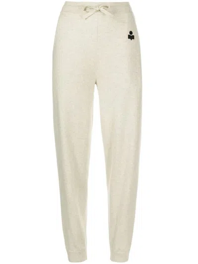 Isabel Marant Étoile Kira Logo Embroidered Track Pants In Beige