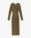 Isabel Marant Étoile Womens Khaki Jelina Ruched Stretch-woven Midi Dress In Green