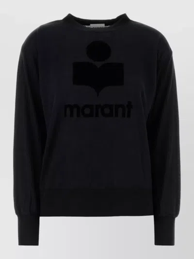 Isabel Marant Étoile Klowia Linen Crew Neck Long Sleeve T-shirt In Black