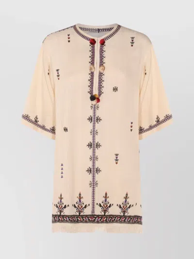 Isabel Marant Étoile Knee Length Dress Fringed Hem In Beige