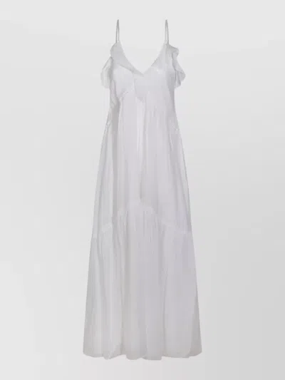 Isabel Marant Étoile Knee Length Dress Ruffles Spaghetti Straps Tiers In White