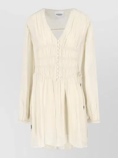 Isabel Marant Étoile Knee Length Dress V Neckline Drawstring Waist In White