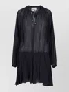 Isabel Marant Étoile Black Semi-transparent Midi Dress With Drawstring Waist In Blue