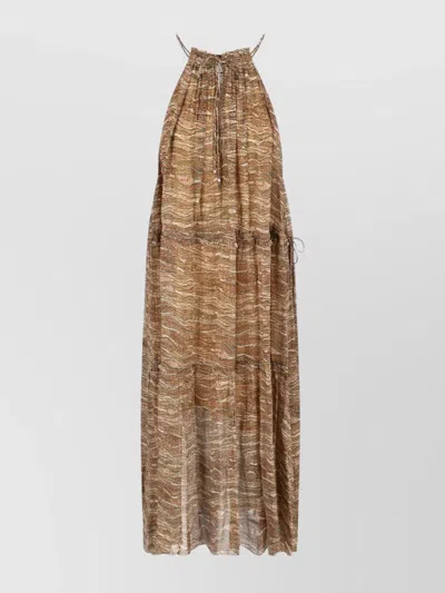 Isabel Marant Étoile Knee Length Tiered Halter Dress With Drawstring In Multi