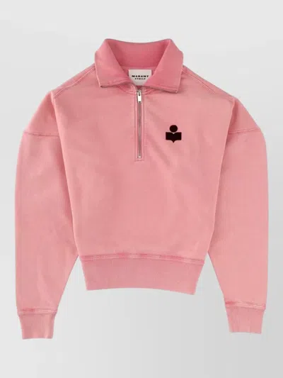 Isabel Marant Étoile Knit Sweater High Collar Ribbed Cuffs Hem In Pink