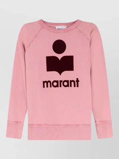 Isabel Marant Étoile Knit Sweatshirt Raglan Sleeves Ribbed Hem Cuffs In Pink