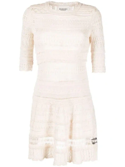 Isabel Marant Étoile Knitted Cotton Mini Dress In Neutrals