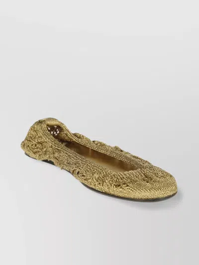 Isabel Marant Étoile Knitted Metallic Round Toe Ballerina Shoes