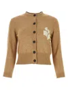 Isabel Marant Étoile Cropped Cotton Cardigan With Monochrome Graphic Print In Brown