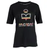 Isabel Marant Etoile Kolda Printed Crewneck T-shirt In Black Linen In Black