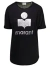 Isabel Marant Étoile 'koldi' Black Crewneck T-shirt With Contrasting Logo In Linen Woman