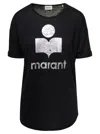 Isabel Marant Étoile 'koldi' Black Crewneck T-shirt With Contrasting Logo In Linen Woman  In Black