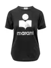 Isabel Marant Étoile Zewel Metallic Logo Slub Linen Graphic T-shirt In Black