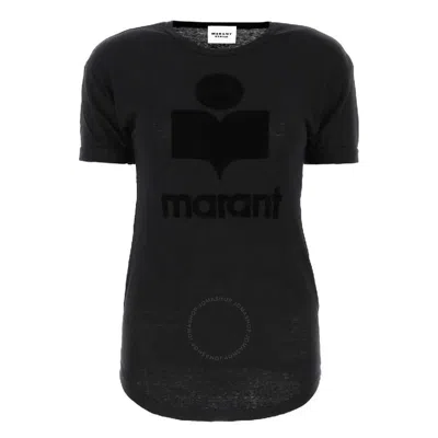 Isabel Marant Étoile Isabel Marant Etoile Koldi Linen Logo T-shirt In Black