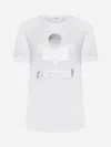 Isabel Marant Étoile Zewel Metallic Logo Slub Linen Graphic Tee In White