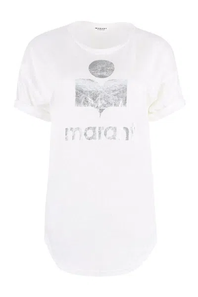 ISABEL MARANT ÉTOILE ISABEL MARANT ÉTOILE KOLDI LOGO PRINT LINEN T-SHIRT