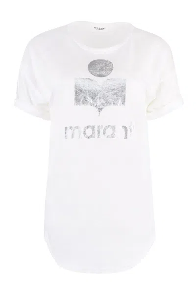 Isabel Marant Étoile Isabel Marant Etoile Koldi Logo Print Linen T-shirt In White