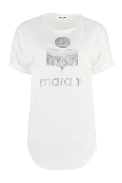 ISABEL MARANT ÉTOILE ISABEL MARANT ETOILE KOLDI LOGO PRINT LINEN T-SHIRT