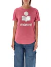 Isabel Marant Étoile Linen Koldi Round Hemline T-shirt In Antik Pink / Silver