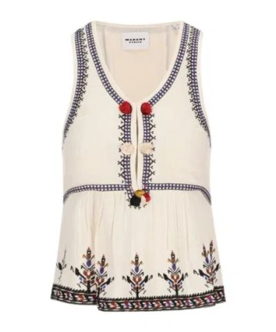 ISABEL MARANT ÉTOILE ISABEL MARANT ÉTOILE EMBROIDERED V-NECK TOP