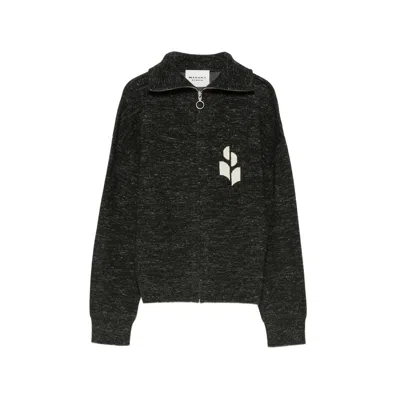 Isabel Marant Étoile Koxy Logo-intarsia Zip-up Sweater In Black
