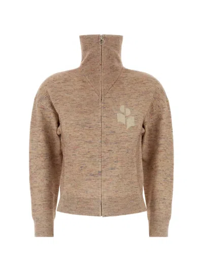 Isabel Marant Étoile Isabel Marant Etoile Koxy Monogram Logo Viscose Blend Zip-up Cardigan In Brown