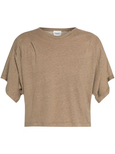 Isabel Marant Étoile Kyanza Linen T-shirt In Light Khaki