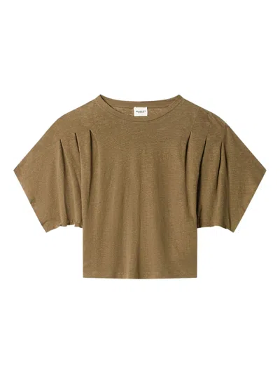 Isabel Marant Étoile Kyanza Pleated T-shirt In Green