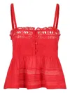 Isabel Marant Étoile Lace-insert Cotton Top In Red