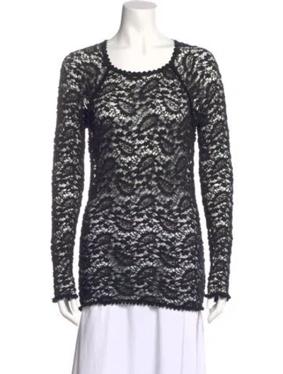 Pre-owned Isabel Marant Étoile Lace Pattern Crew Neck Top In Black