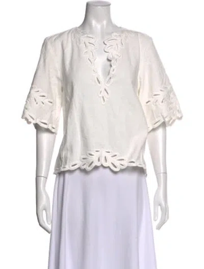 Pre-owned Isabel Marant Étoile Lace Pattern V-neck Top In White