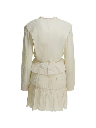 Isabel Marant Étoile Damya Lace-trimmed Cotton-blend Mini Dress In Neutral
