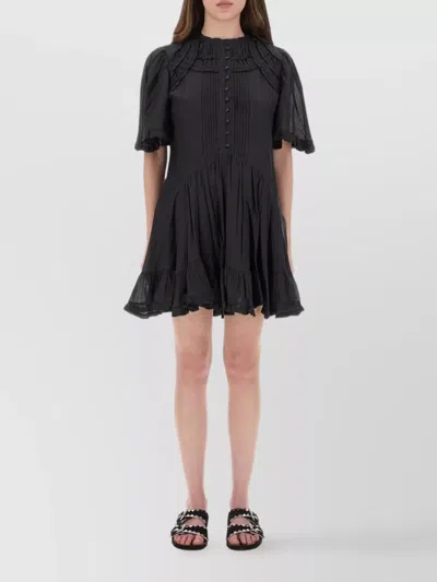 Isabel Marant Étoile Lace Trim Pleated Dress In Black