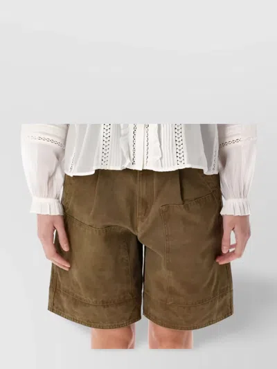 Isabel Marant Étoile Lace Trimmed Sheer Ruffled Sleeve Top In Brown