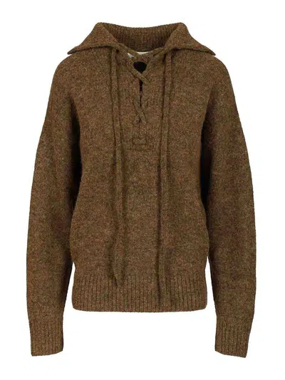 Isabel Marant Étoile Lace-up Sweater In Brown