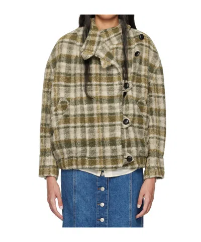 Isabel Marant Étoile Khaki & Beige Laeli Jacket In Kaec Khaki/ecru