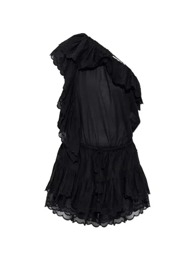 Isabel Marant Étoile Lalia Ruffled One-shoulder Playsuit In Black