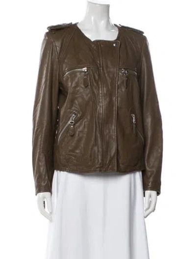Pre-owned Isabel Marant Étoile Lamb Leather Biker Jacket In Brown
