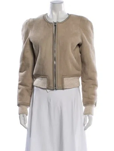 Pre-owned Isabel Marant Étoile Lamb Leather Biker Jacket In Neutral