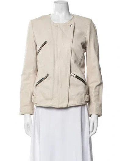Pre-owned Isabel Marant Étoile Lamb Leather Biker Jacket In Neutral