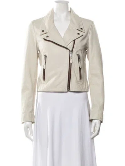 Pre-owned Isabel Marant Étoile Lamb Leather Biker Jacket In Neutral