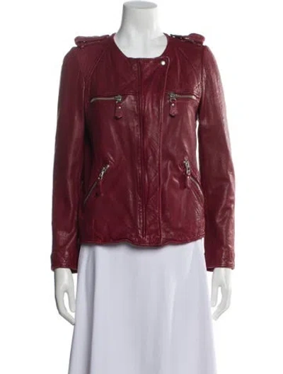 Pre-owned Isabel Marant Étoile Lamb Leather Biker Jacket In Red