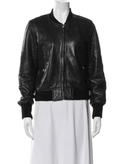 Pre-owned Isabel Marant Étoile Lamb Leather Bomber Jacket In Black