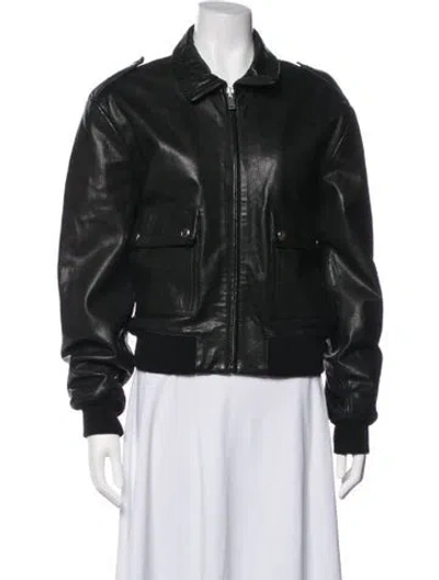 Pre-owned Isabel Marant Étoile Lamb Leather Bomber Jacket In Black