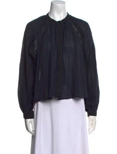 Pre-owned Isabel Marant Étoile Lamb Leather Crew Neck Blouse In Blue